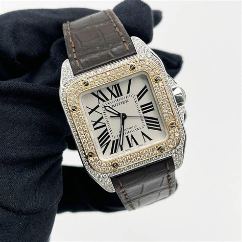 santos cartier automatico|cartier santos 100 diamond bezel.